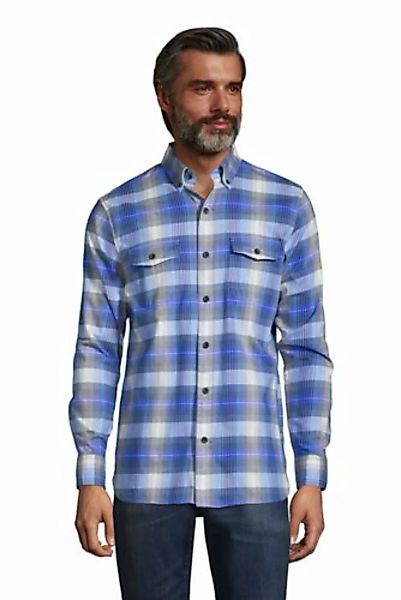 Leichtes Komfort-Flanellhemd, Classic Fit, Herren, Größe: XXL Normal, Blau, günstig online kaufen