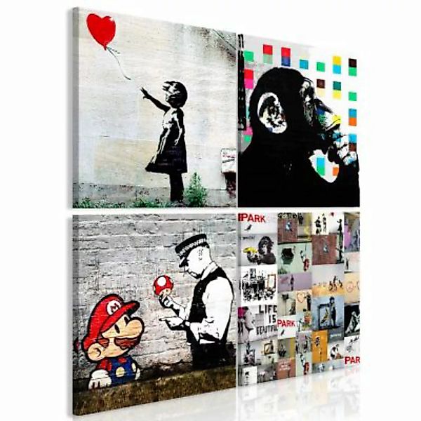 artgeist Wandbild Banksy Collage (4 Parts) mehrfarbig Gr. 90 x 90 günstig online kaufen