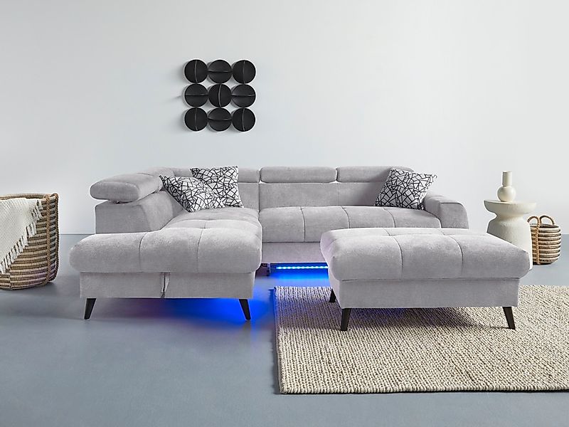 COTTA Ecksofa "Mia L-Form mit 3 Zierkissen", wahlweise mit Bettfunktion, Be günstig online kaufen