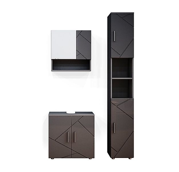 Vicco Badmöbel-Set Irma, Anthrazit Hochglanz, 3 Teile, mit Hochschrank, (3- günstig online kaufen