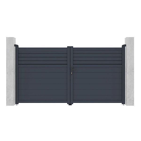 Casanoov Flügeltor 3M Carpatia H 160Cm & 2 Pfosten H 190Cm Aluminium Grau günstig online kaufen