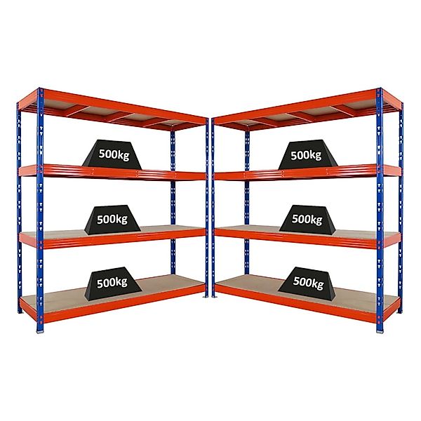 PROREGAL Mega Deal 2x Profi Schwerlastregal Rhino HxBxT 200x200x60cm 4 Span günstig online kaufen