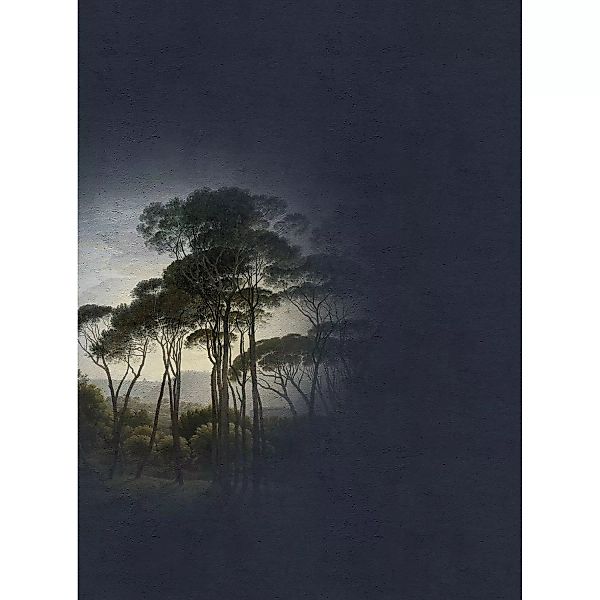 Fototapete Gemälde Fresco Wald Schwarz Blau Grün 2,00 m x 2,70 m FSC® günstig online kaufen