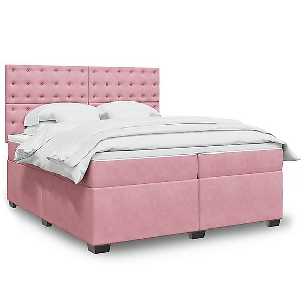 vidaXL Boxspringbett, Boxspringbett mit Matratze Rosa 200x200 cm Samt günstig online kaufen