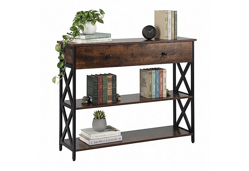 relaxdays Konsolentisch mit Schublade, dunkelbraun günstig online kaufen