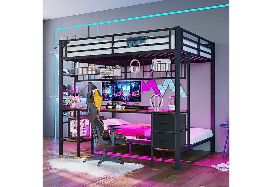 Flieks Etagenbett, Metallbett Kinderbett 90x200cm/140x200cm mit Schreibtisc günstig online kaufen