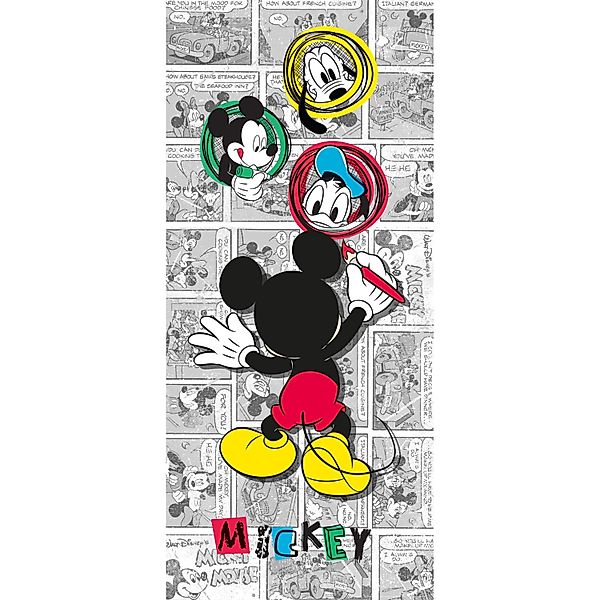 Disney Poster Micky Maus Grau Gelb und Rot 90 x 202 cm 600763 günstig online kaufen