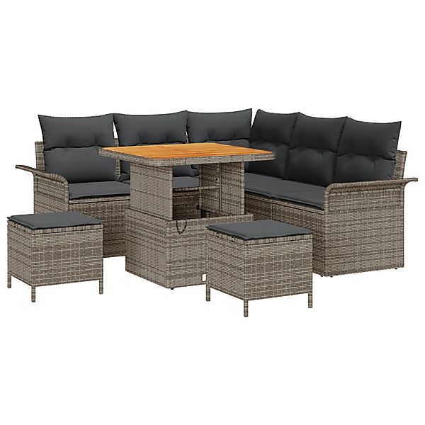 vidaXL Garten-Sofa-Set Höhenverstellbar 8-Tlg Grau Poly Rattan 3362133 günstig online kaufen