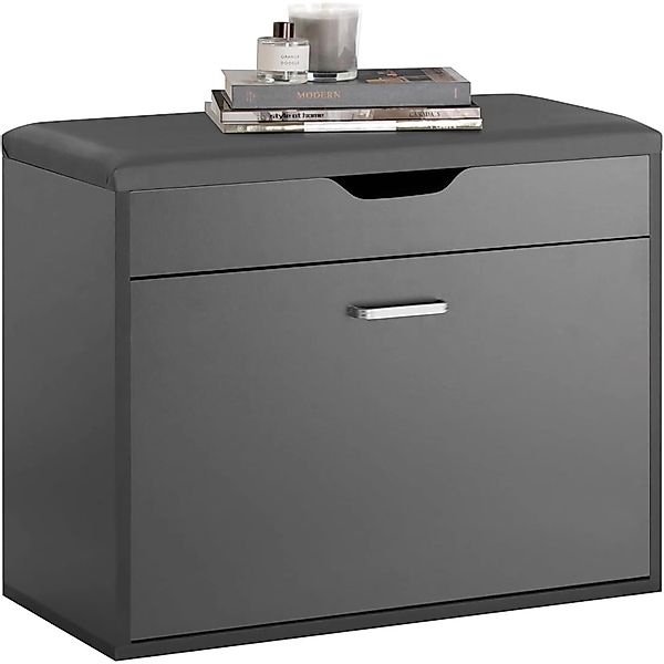 SoBuy Schuhbank mit Sitzkissen Schuhkipper mit 1 Klappe Grau FSR95-HG günstig online kaufen