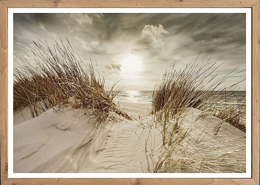 Bönninghoff Bild mit Rahmen, Düne, Gräser, Küste, Landschaft, Meer, Natur, günstig online kaufen