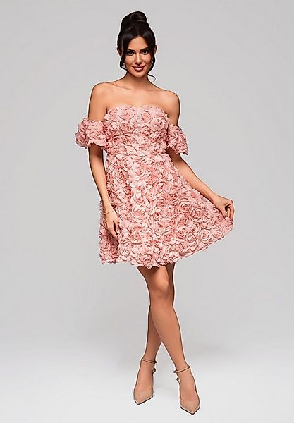 OMBRE Abendkleid Schulterfreies mit 3D-Blumenoptik günstig online kaufen