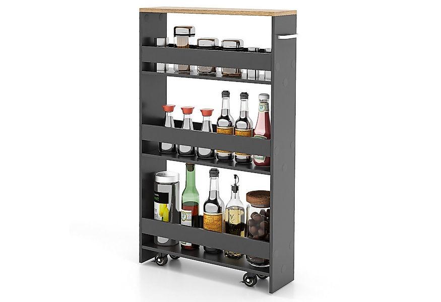 COSTWAY Küchenwagen, schmal, Nischenwagen 4 Ebenen, auf Rollen, 48x12,5x81c günstig online kaufen