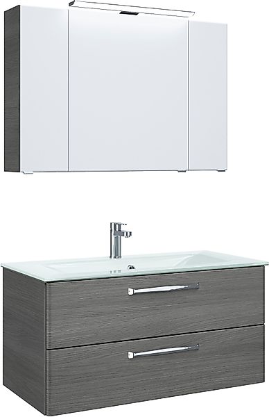 Saphir Badmöbel-Set Trentino 2-teilig Glas-Waschtisch, Spiegelschrank günstig online kaufen