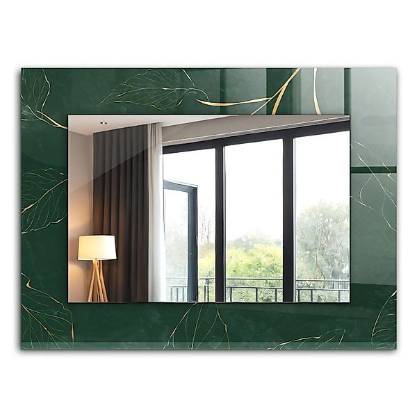 Tulup Spiegel mit Aufdruck Grüne Blätter Gold 80x60 cm Rechteckig Spiegel m günstig online kaufen