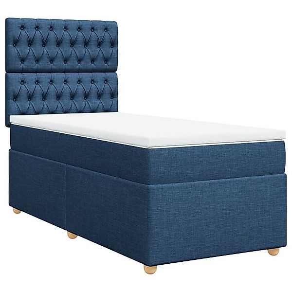 vidaXL Bett Boxspringbett mit Matratze Blau 80x200 cm Stoff günstig online kaufen
