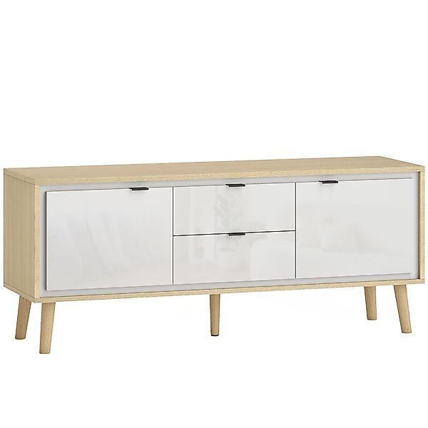 HOMCOM TV-Schrank 120 cm, 2 Hochglanztüren, TV-Möbel für bis zu 55 Zoll, 2 günstig online kaufen