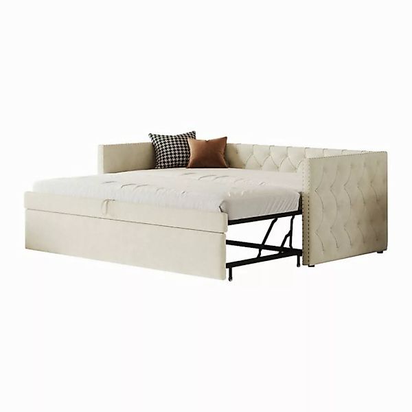 HAUSS SPLOE Schlafsofa 90x200cm Klassische Vollform mit Knöpfen, Mit Latten günstig online kaufen