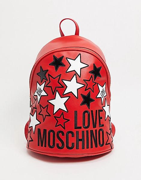 Love Moschino – Kleiner Rucksack mit Logosternen in Rot günstig online kaufen