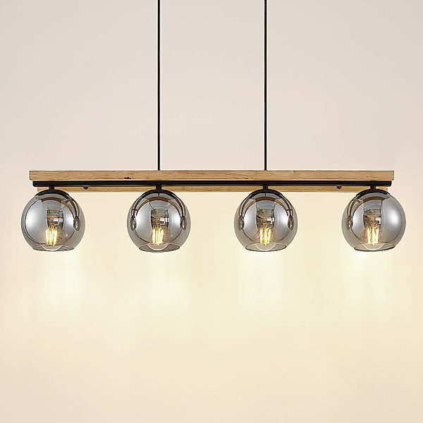 Lindby Hängelampe Enrique, rauchgrau, 4-flammig, Glas, E27 günstig online kaufen