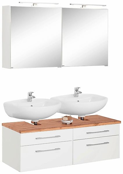 welltime Badmöbel-Set "Davos" 2 Stk. tlg. 2 Spiegelschrank und Waschbeckenu günstig online kaufen