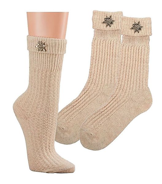 Wowerat Trachtensocken 2 Paar Trachtensocken mit Edelweiß-Pin Umschlag-Söck günstig online kaufen