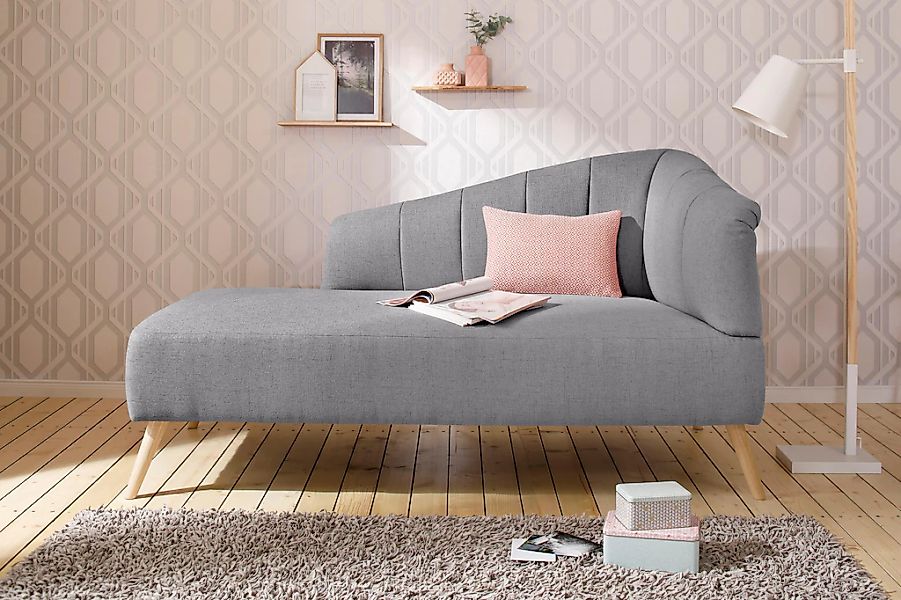 OTTO home Recamiere "Lucy, Chaiselonge mit Massivholzfüßen und Steppung," A günstig online kaufen