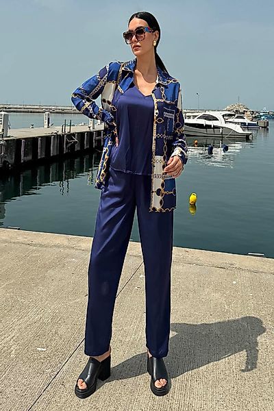For You Moda Hosenanzug 3-teiliges Satin-Ketten-Print günstig online kaufen