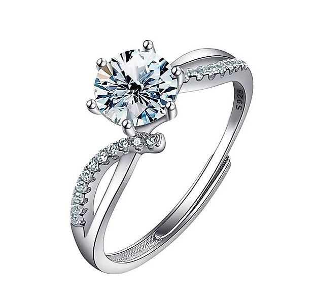 Runde Perlé Silberring eleganter verstellbarer Ring, funkelnder Moissanit, günstig online kaufen
