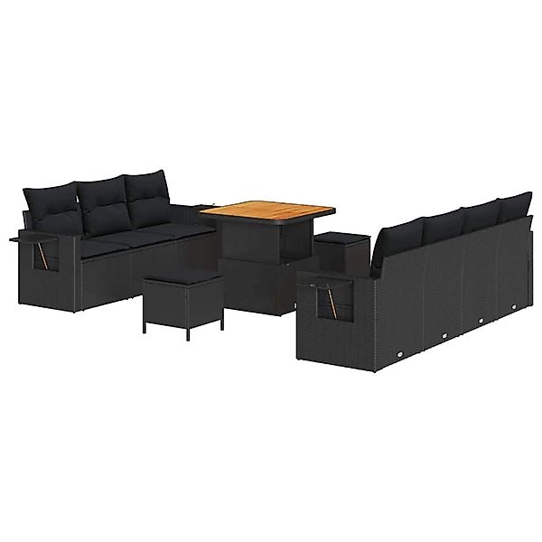vidaXL Garten-Sofa-Set 10-Tlg Schwarz Poly Rattan 3361704 günstig online kaufen