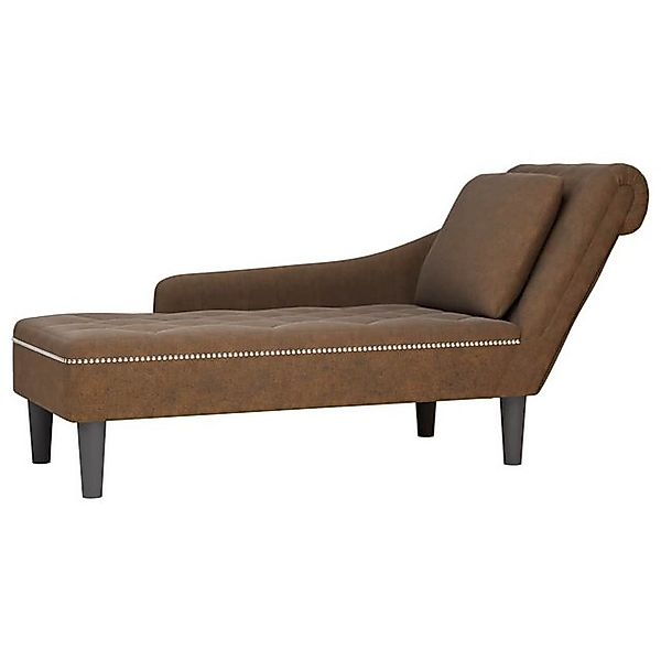 vidaXL Chaiselongue Chaiselongue mit Kissen und Rechter Armlehne Braun Kuns günstig online kaufen