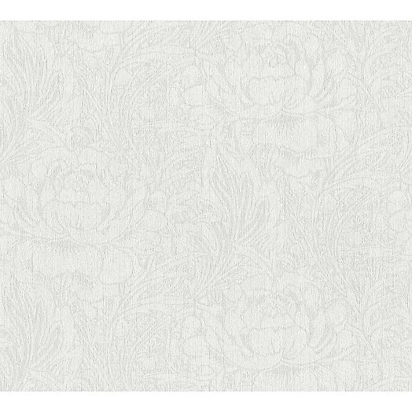 Vliestapete Blumen Weiß Grau FSC® günstig online kaufen