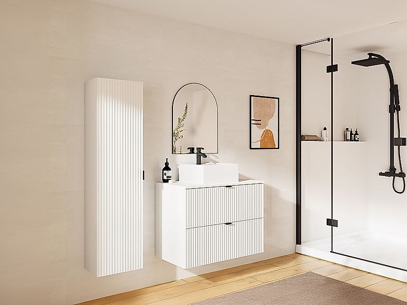 Waschbeckenunterschrank hängend mit Aufsatzwaschbecken & Badhochschrank - S günstig online kaufen