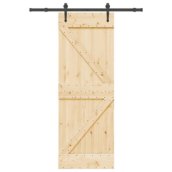 vidaXL Schiebetür mit Beschlag 70x210 cm Massivholz Kiefer 3332640 günstig online kaufen