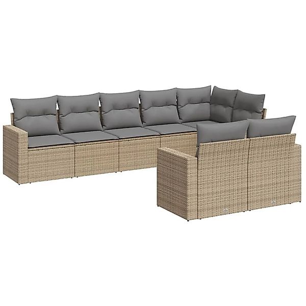 vidaXL 8-Tlg Garten-Sofagarnitur mit Kissen Beige Poly Rattan 3251556 günstig online kaufen