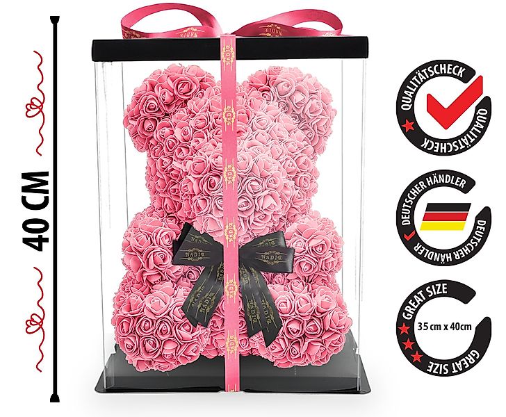 Kunstblume Rosenbär 40 cm inkl. Geschenkbox günstig online kaufen