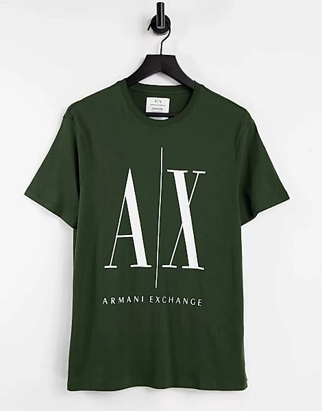 Armani Exchange – T-Shirt mit kleinem Symbollogo in Grün günstig online kaufen