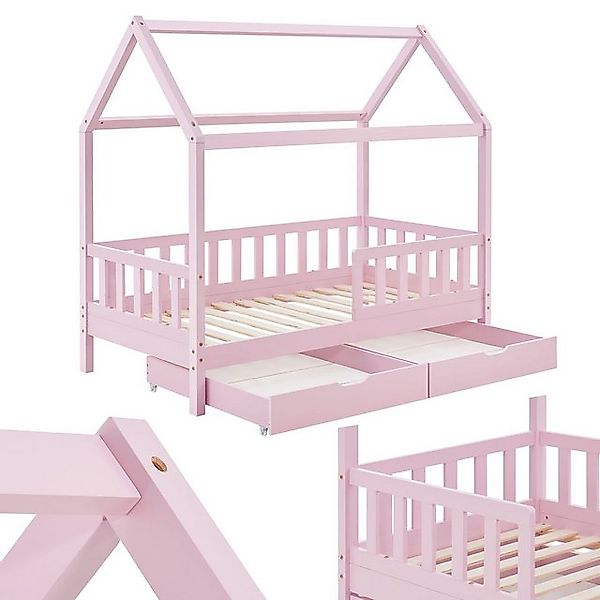 Juskys Kinderbett Marli, 80x160 cm, mit Dach, 2 Bettkästen, Rausfallschutz, günstig online kaufen