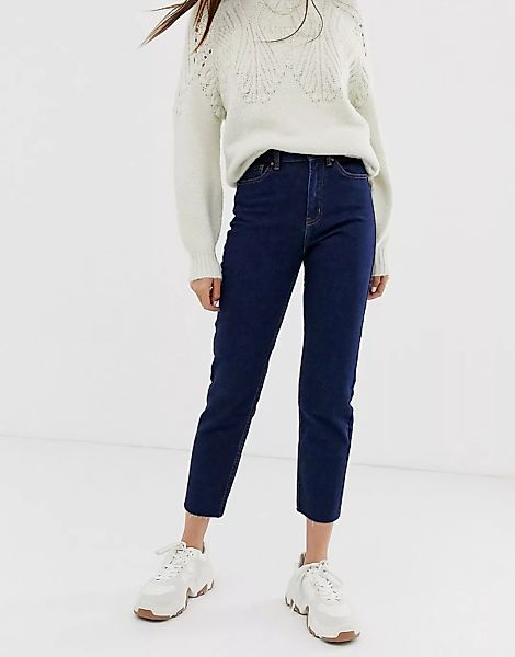 Only – Jeans mit hohem Bund und gerade geschnittenen Hosenbeinen-Blau günstig online kaufen