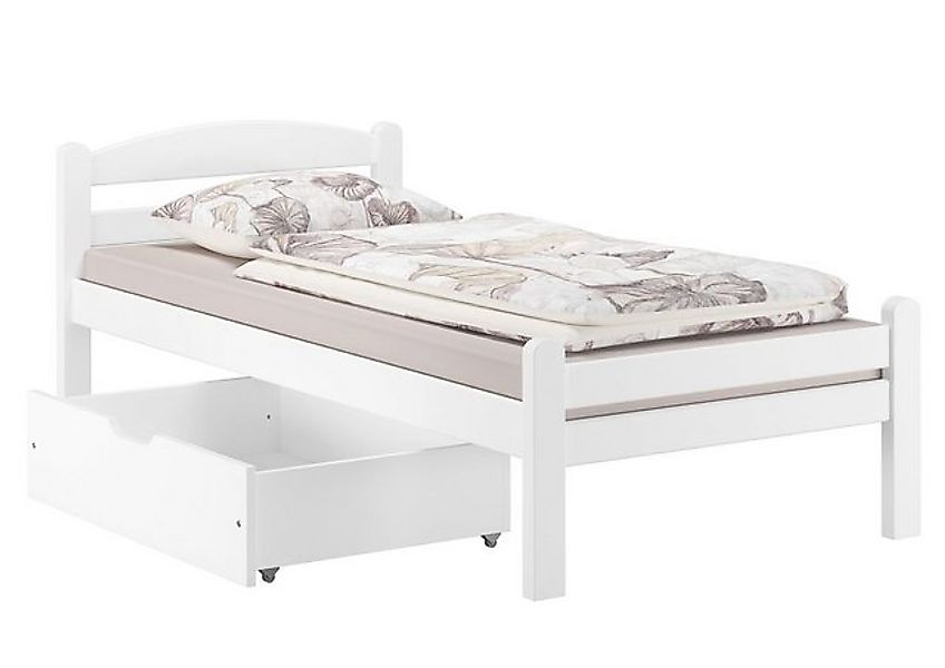 ERST-HOLZ Bett Einzelbett Gästebett massiv Buche weiß 90x200, Buchewaschwei günstig online kaufen