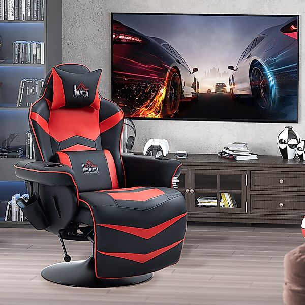 HOMCOM Gamingsessel mit Massagefunktion, ergonomischer Gaming Stuhl, Kunstl günstig online kaufen