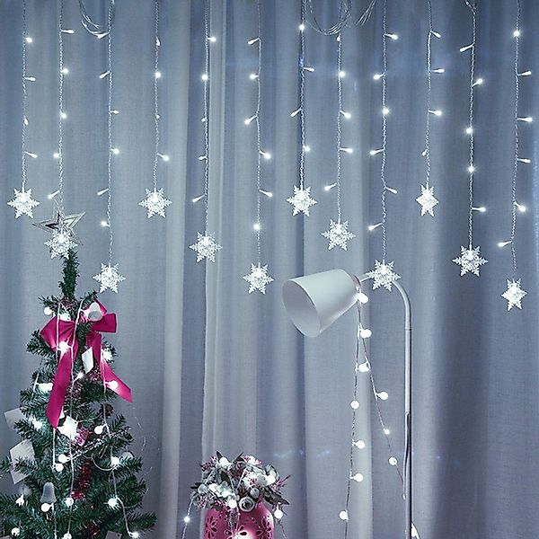 Rosnek LED-Lichtervorhang 3.5M, Große Schneeflocke, 8 günstig online kaufen
