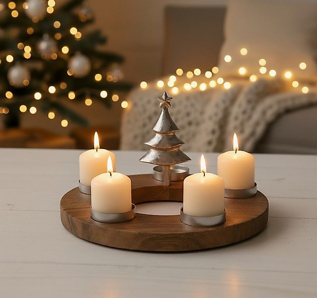 MF Adventskranz Teelichthalter Sorrest Holz Metall günstig online kaufen
