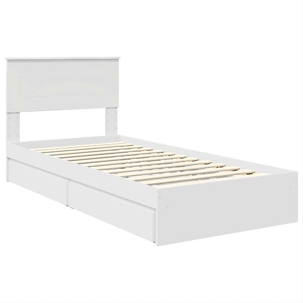 vidaXL Stauraumbett mit Kopfteil Weiß 90 x 200 cm Holzwerkstoff 3408501 günstig online kaufen