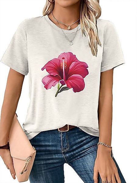 PYL Print-Shirt Damen bequemes Sommer Kurzarmbluse Locker Blumen Print-Shir günstig online kaufen