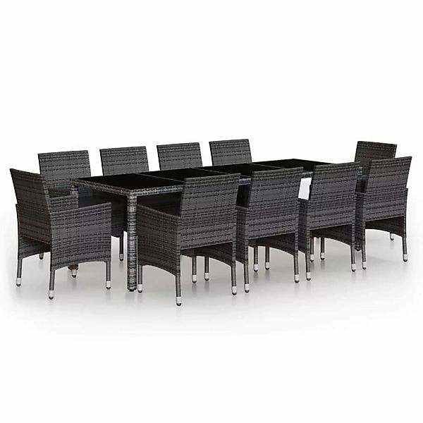 vidaXL 11-tlg Garten-Essgruppe Poly Rattan Grau Modell 8 günstig online kaufen