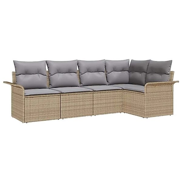 vidaXL Gartensofa-set mit Kissen 5-Tlg Beige Poly-Rattan 3345360 günstig online kaufen