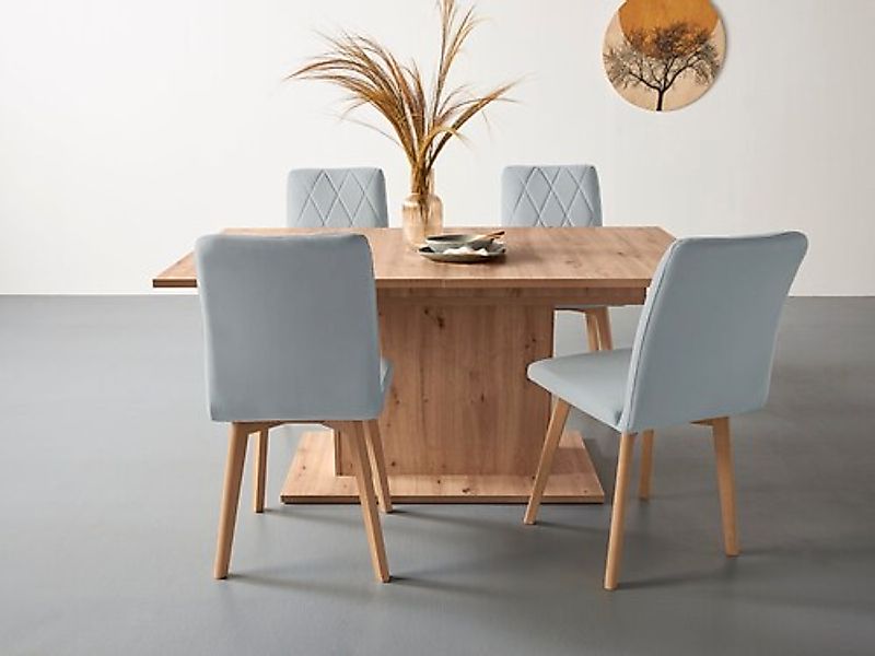 Home affaire 4-Fußstuhl »Brest« (Set) 2 Stk.Sitz und Rücken gepolstert, Rau günstig online kaufen