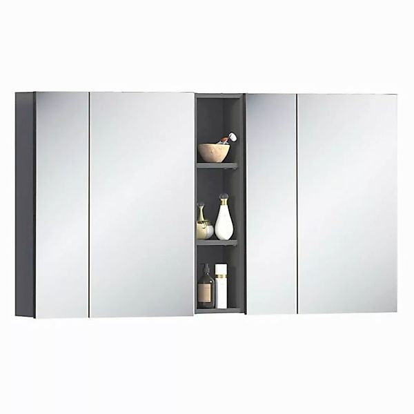 Badezimmer Spiegelschrank 140 cm breit MODENA-56 in anthrazit, B/H/T: ca. 1 günstig online kaufen