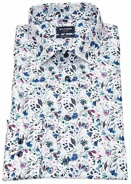 OLYMP Langarmhemd Modern Fit leicht tailliert bügelfrei Kentkragen günstig online kaufen