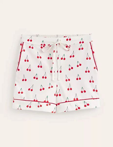 Schlafanzug-Shorts aus Baumwollsatin Damen Boden, Naturweiß, Kirschzweig günstig online kaufen